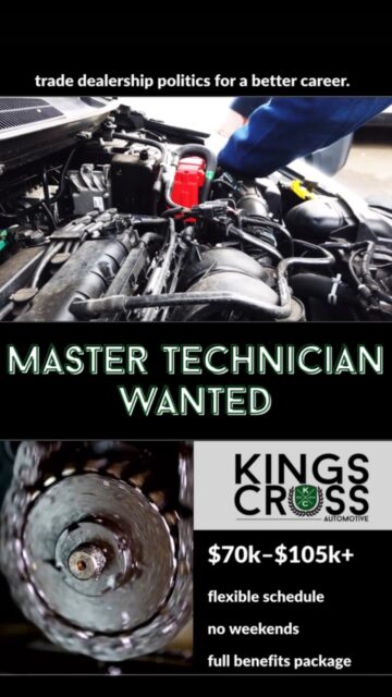 You became a technician because you love fixing cars—not chasing warranty times, working weekends, or feeling like just another number.

If you’re a Master Technician ready for something better, it might be time to trade the dealership for a career where your skills are valued.

At Kings Cross Automotive, you’ll get:
• Choose your schedule: 4x10s or 5x8s
• No weekends
• Competitive pay
• Full benefits package
• Work on premium European vehicles with a team that takes pride in doing things the right way.
 
We’re looking for an experienced technician who enjoys diagnostics, values quality workmanship, and wants to be part of a shop that invests in its people.

If that’s you—or someone you know—apply today.
📍 Vancouver, WA

#hiringnow #automotivejobs #autotech #technicianlife #europeanauto