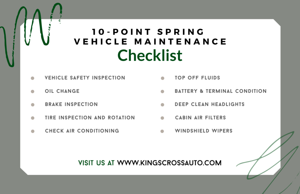 10-ponit spring vehicle maintenance checklist