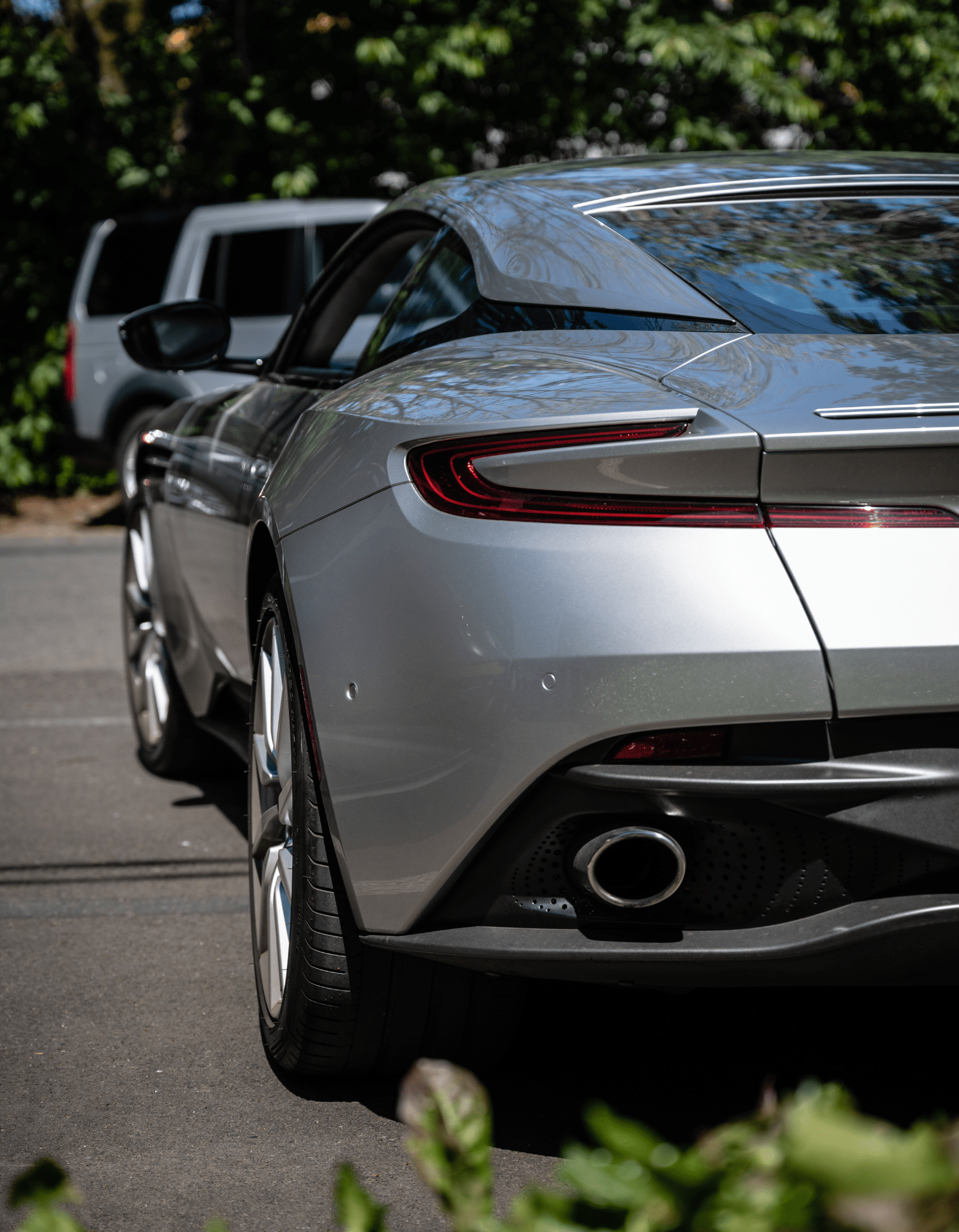 Driver side rear of Aston Martin at the Kings Cross Automotive British Block Party.